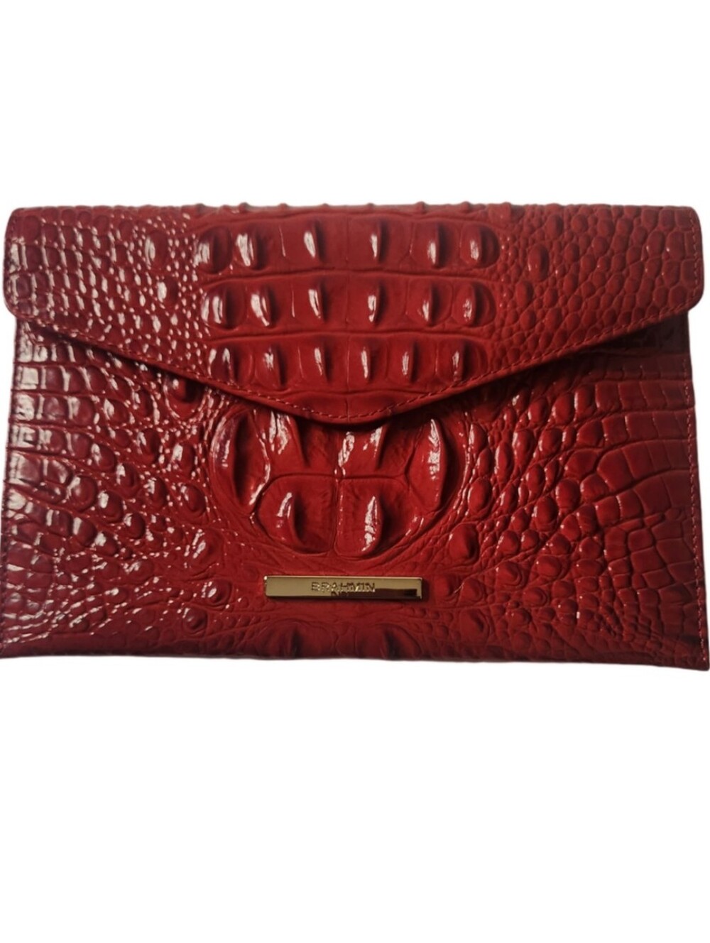 Brahmin Red Croc-Embossed Envelope Wallet/ Clutch